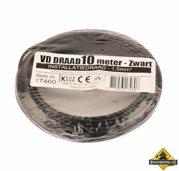 VD-draad 1.5 Mm2 Zwart - 10 Meter 3 VD-draad 1.5 Mm2 Zwart - 10 Meter