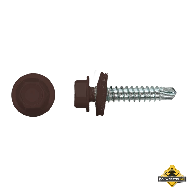 Zelfborende Schroef 4,8x35mm Verzinkt RAL8017 | 100 Stuks 3 Zelfborende Schroef 4,8x35mm Verzinkt RAL8017 | 100 Stuks