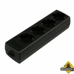 Stekkerdoos 4-delig Zwart Zonder Snoer